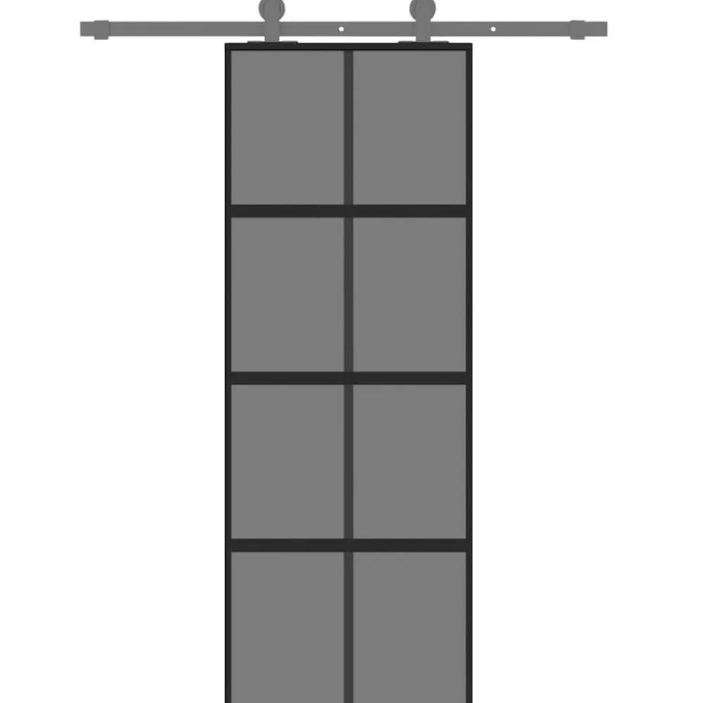 Matériaux De Construction-vidaXL Porte coulissante 76x205 cm verre trempé aluminium Noir