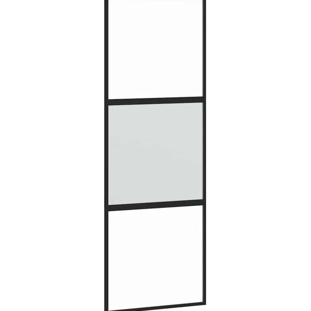 vidaXL Porte coulissante noir 76x205 cm verre trempé aluminium