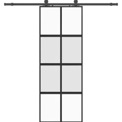 vidaXL Porte coulissante kit quincaillerie noir 76x205 cm verre trempé