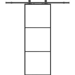 Matériaux De Construction-vidaXL Porte coulissante kit de quincaillerie noir 76x205 cm verre ESG