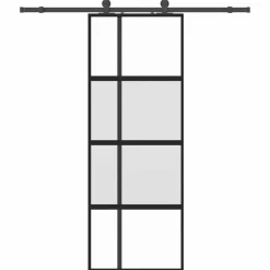 Matériaux De Construction-vidaXL Porte coulissante kit quincaillerie noir 76x205 cm verre trempé