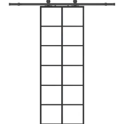 Matériaux De Construction-vidaXL Porte coulissante kit de quincaillerie noir 76x205 cm verre ESG