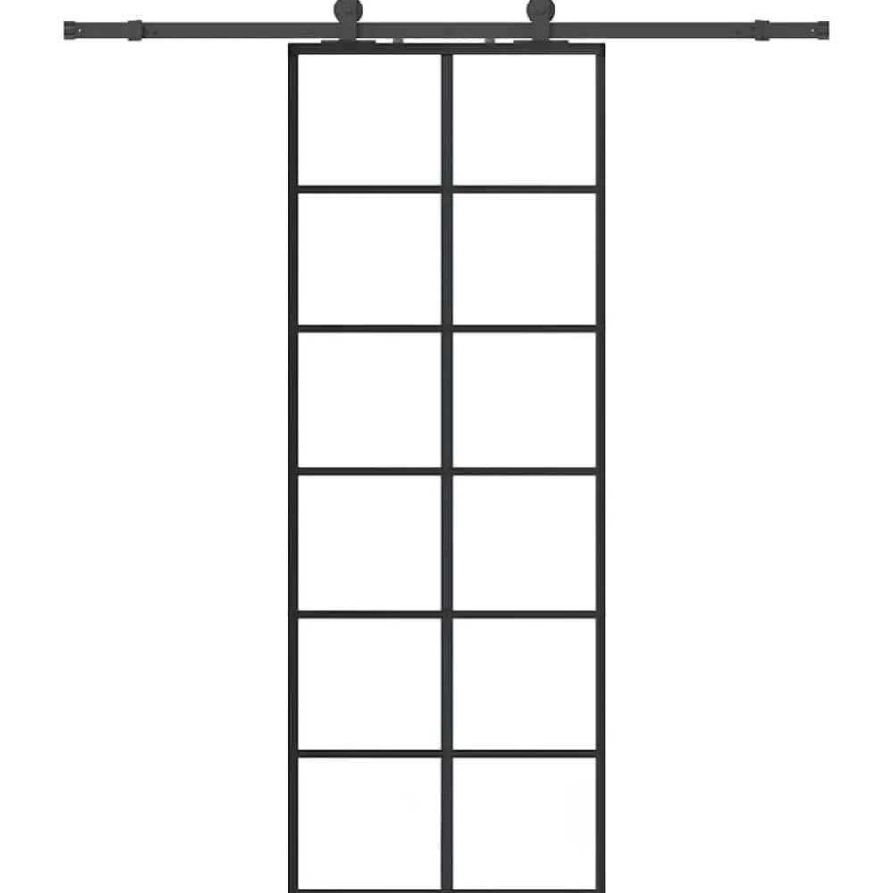 Matériaux De Construction-vidaXL Porte coulissante kit de quincaillerie noir 76x205 cm verre ESG