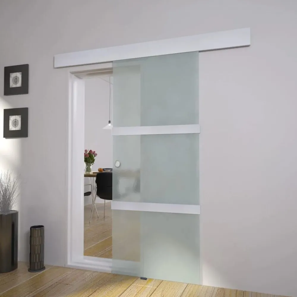 vidaXL Porte coulissante Verre et aluminium 178 cm Argenté