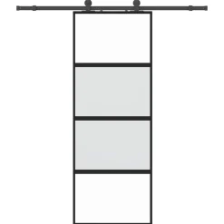 vidaXL Porte coulissante kit quincaillerie noir 76x205 cm verre trempé