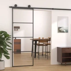 vidaXL Porte coulissante Aluminium et verre ESG 76x205 cm