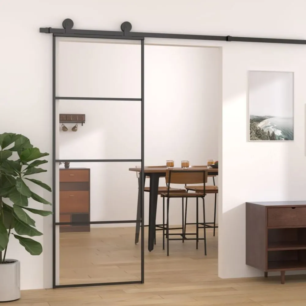 vidaXL Porte coulissante Aluminium et verre ESG 76x205 cm