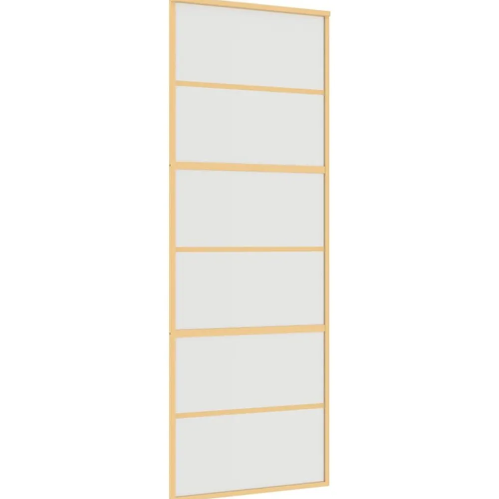 Matériaux De Construction-vidaXL Porte coulissante doré 76x205 cm verre ESG dépoli et aluminium Doré et mat