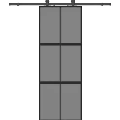 vidaXL Porte coulissante kit quincaillerie noir 76x205 cm verre trempé
