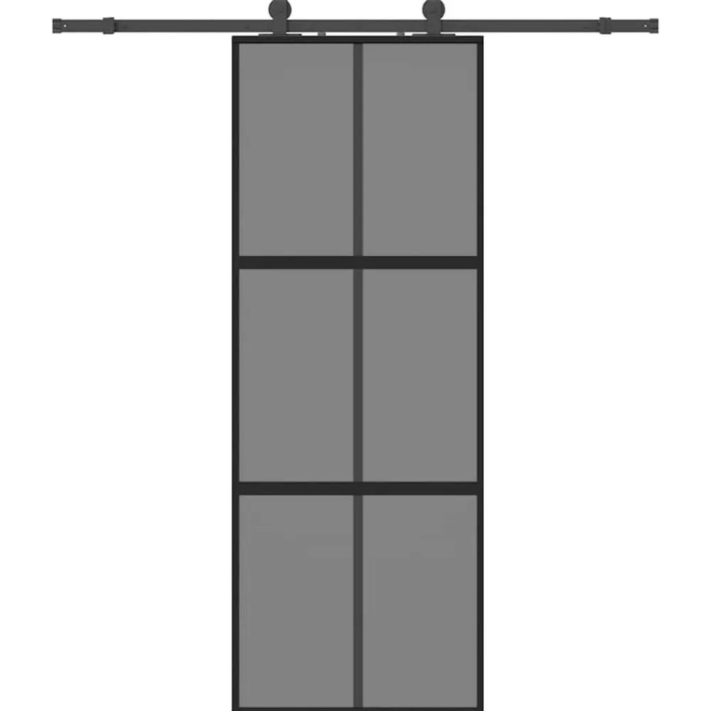 vidaXL Porte coulissante kit quincaillerie noir 76x205 cm verre trempé