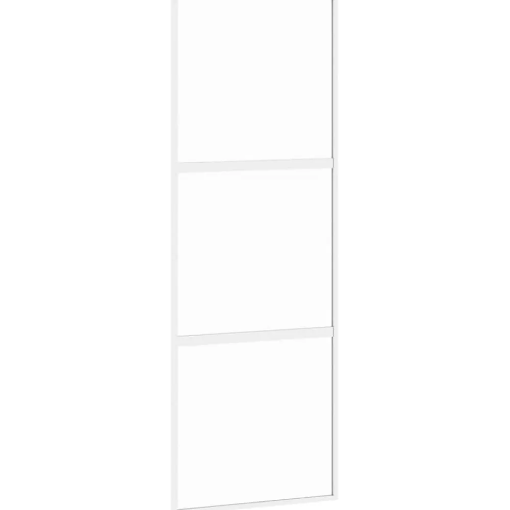 Matériaux De Construction-vidaXL Porte coulissante blanc 76x205 cm verre trempé aluminium Blanc et transparent