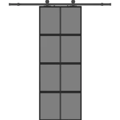 Matériaux De Construction-vidaXL Porte coulissante kit quincaillerie noir 76x205 cm verre trempé Noir et transparent foncé