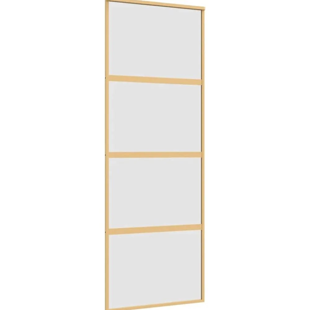 Matériaux De Construction-vidaXL Porte coulissante 76x205 cm verre ESG dépoli et aluminium Doré