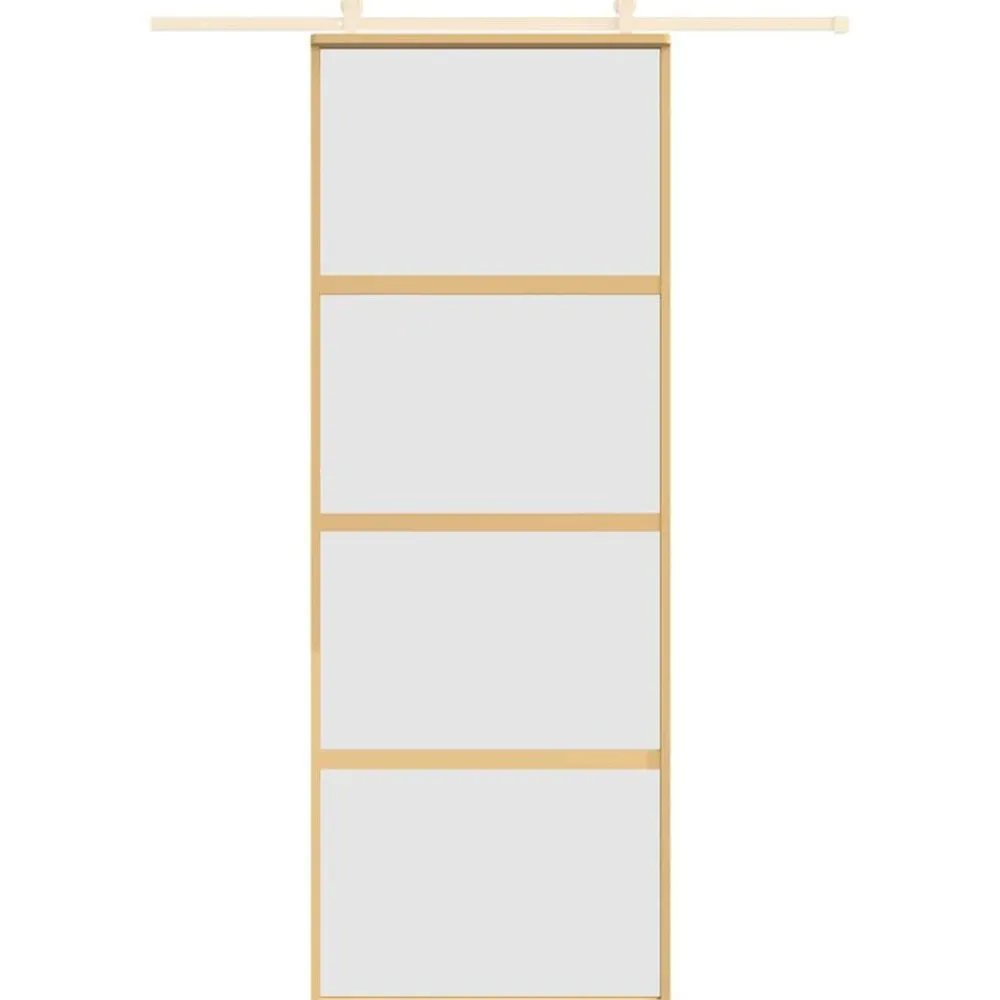Matériaux De Construction-vidaXL Porte coulissante 76x205 cm verre ESG dépoli et aluminium Doré