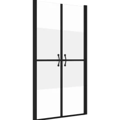 Plomberie-vidaXL Porte de douche ESG demi-dépoli (68-71)x190 cm Noir