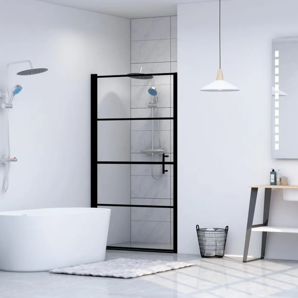 Plomberie-vidaXL Porte de douche Verre trempé 81x195 cm Noir