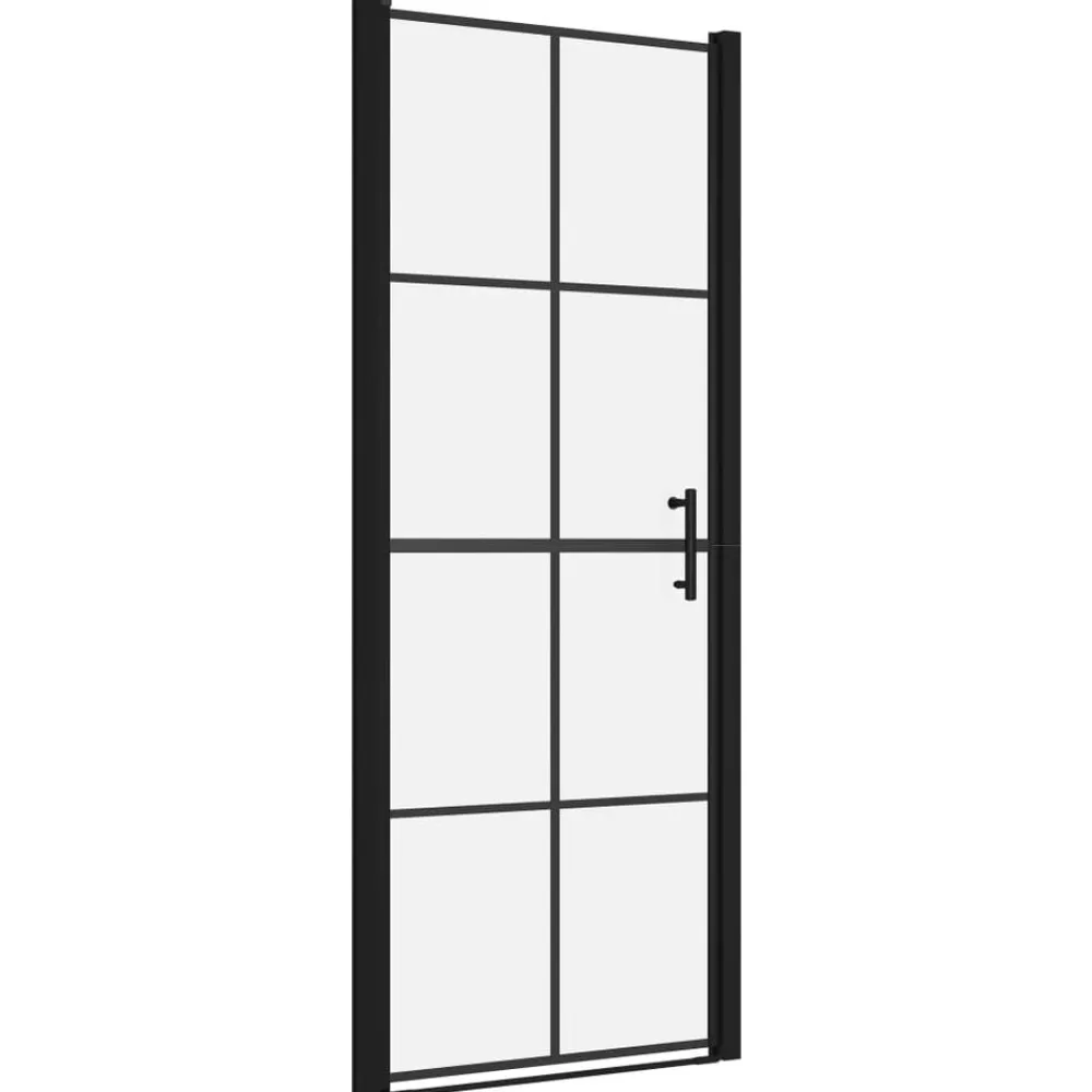 vidaXL Porte de douche Verre trempé 81x195 cm Noir