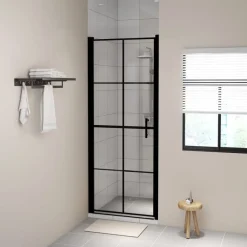 vidaXL Porte de douche Verre trempé 81x195 cm Noir