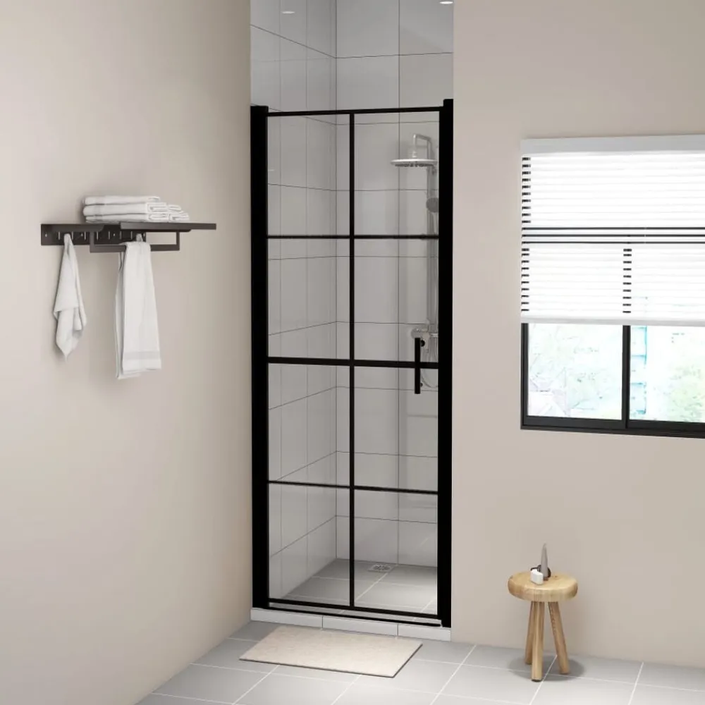 vidaXL Porte de douche Verre trempé 81x195 cm Noir