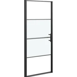 Plomberie-vidaXL Porte de douche 81x195 cm Verre trempé demi-dépoli Noir