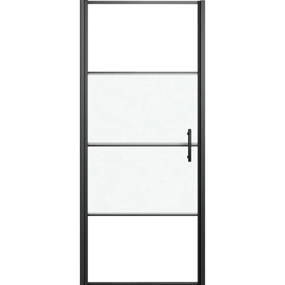Plomberie-vidaXL Porte de douche 81x195 cm Verre trempé demi-dépoli Noir