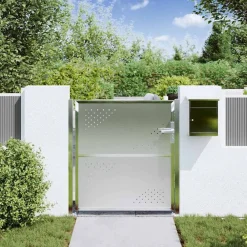 Clôtures & Barrières-vidaXL Porte de Jardin Argenté 85 x 97 cm Acier inoxydable