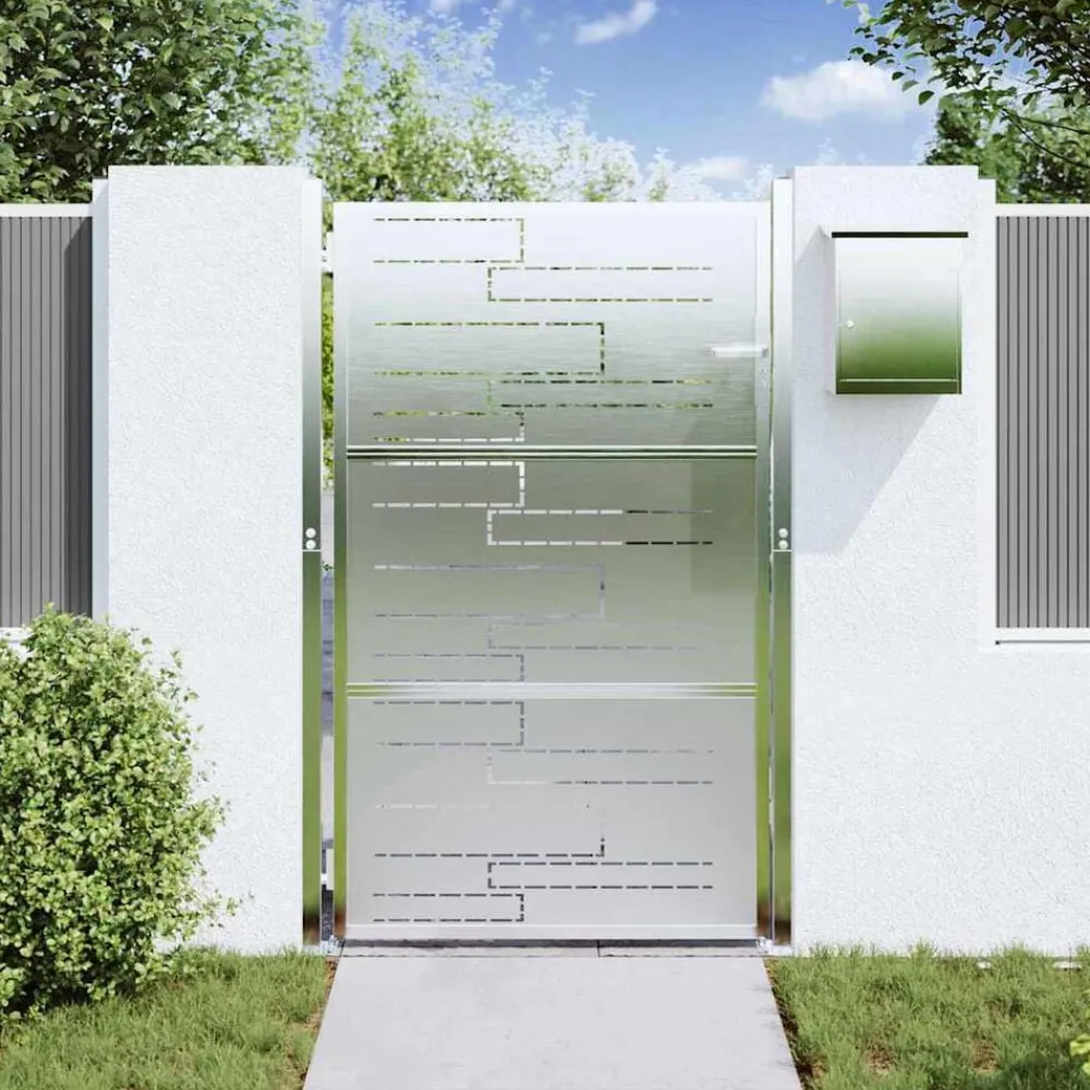Clôtures & Barrières-vidaXL Porte de Jardin Argenté 85 x 144 cm Acier inoxydable
