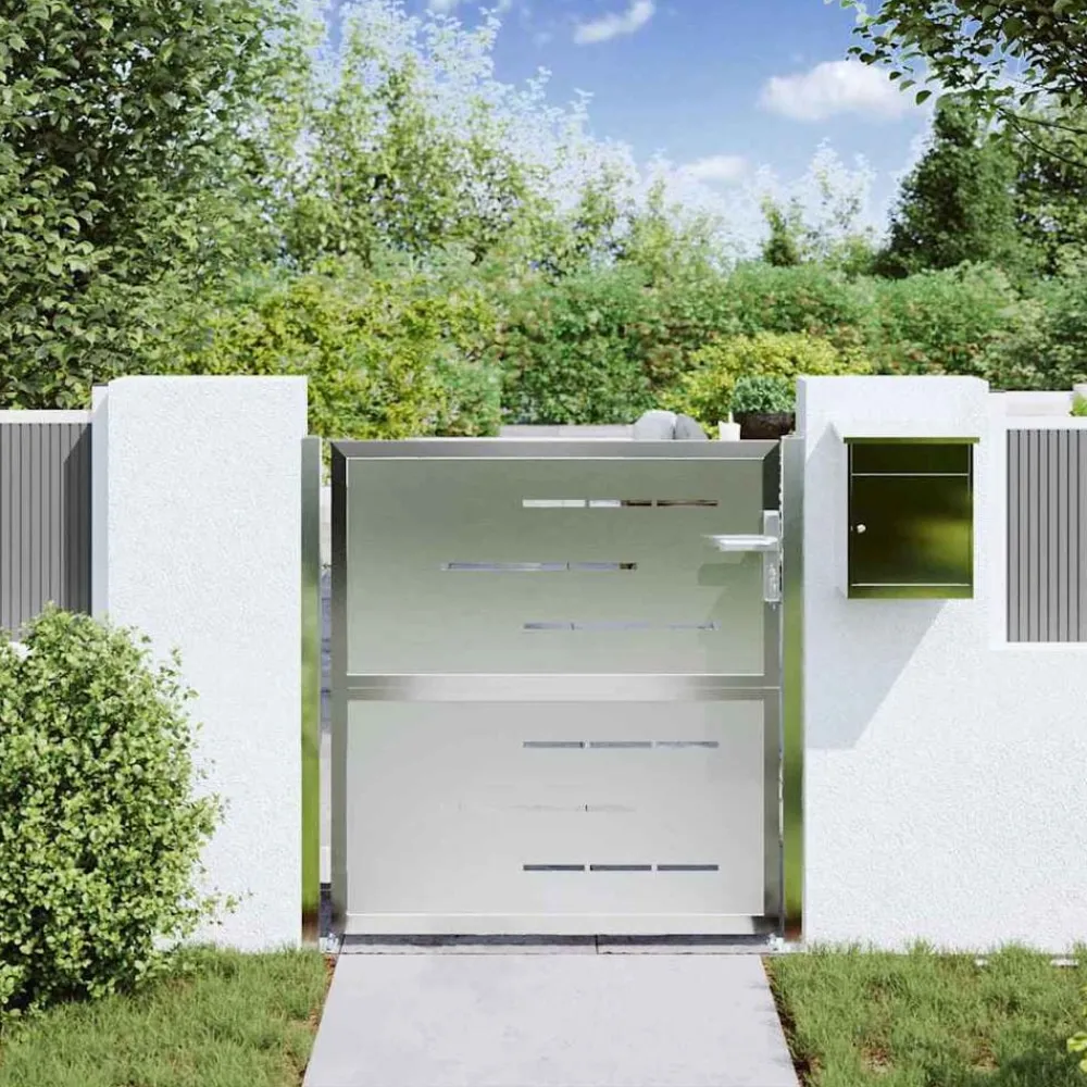 vidaXL Porte de Jardin Argenté 85 x 97 cm Acier inoxydable