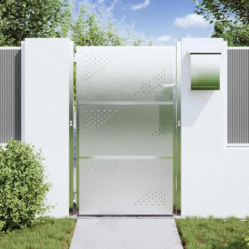 vidaXL Porte de Jardin Argenté 85 x 120 cm Acier inoxydable