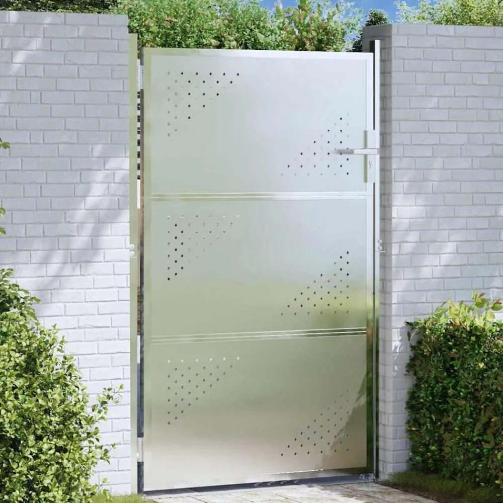 vidaXL Porte de Jardin Argenté 85 x 144 cm Acier inoxydable