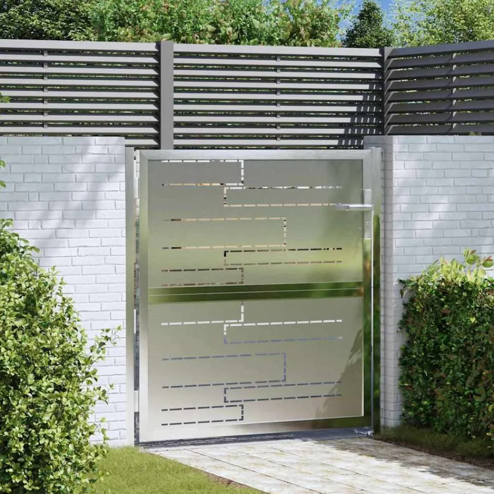 vidaXL Porte de Jardin Argenté 85 x 97 cm Acier inoxydable