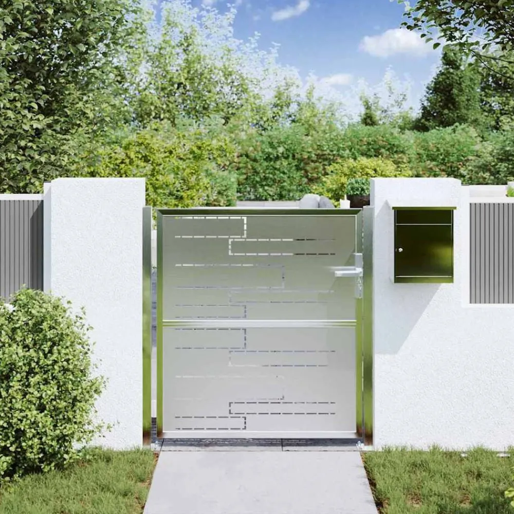 vidaXL Porte de Jardin Argenté 85 x 97 cm Acier inoxydable