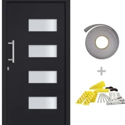 Matériaux De Construction-vidaXL Porte d'entrée Aluminium et PVC 100x200 cm Anthracite