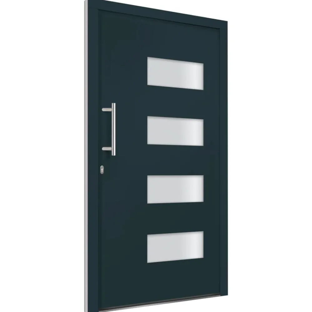 Matériaux De Construction-vidaXL Porte d'entrée Aluminium et PVC 100x200 cm Anthracite