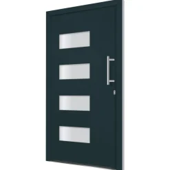 Matériaux De Construction-vidaXL Porte d'entrée Aluminium et PVC 100x200 cm Anthracite