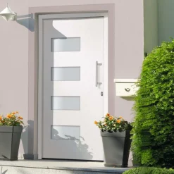 Matériaux De Construction-vidaXL Porte d'entrée Aluminium et PVC 100x200 cm Blanc