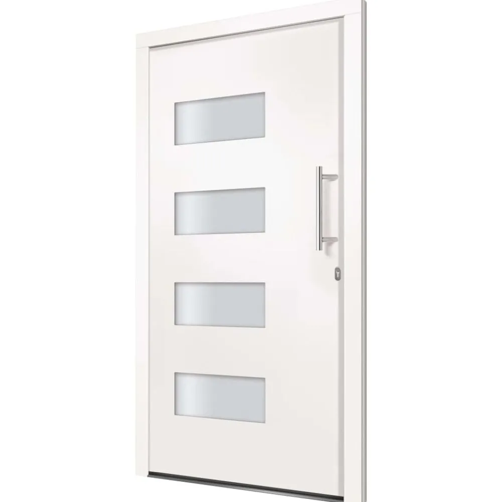 Matériaux De Construction-vidaXL Porte d'entrée Aluminium et PVC 100x200 cm Blanc