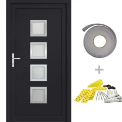 vidaXL Porte d'entrée anthracite 88x200 cm PVC
