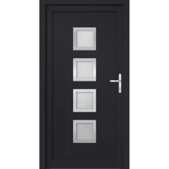 Matériaux De Construction-vidaXL Porte d'entrée anthracite 88x200 cm PVC extérieur anthracite / intérieur blanc