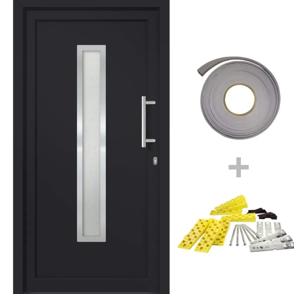 Matériaux De Construction-vidaXL Porte d'entrée Anthracite 88x200 cm extérieur anthracite / intérieur blanc