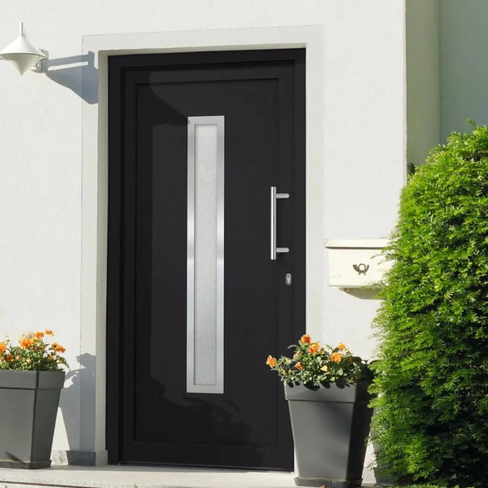 Matériaux De Construction-vidaXL Porte d'entrée Anthracite 88x200 cm extérieur anthracite / intérieur blanc