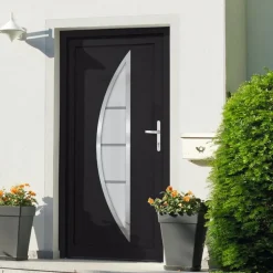 Matériaux De Construction-vidaXL Porte d'entrée anthracite 88x200 cm PVC extérieur anthracite / intérieur blanc