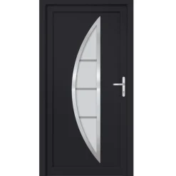 Matériaux De Construction-vidaXL Porte d'entrée anthracite 88x200 cm PVC extérieur anthracite / intérieur blanc