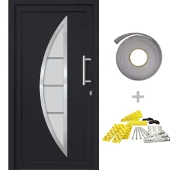 Matériaux De Construction-vidaXL Porte d'entrée Anthracite 88x200 cm extérieur anthracite / intérieur blanc