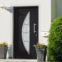 Matériaux De Construction-vidaXL Porte d'entrée Anthracite 88x200 cm extérieur anthracite / intérieur blanc