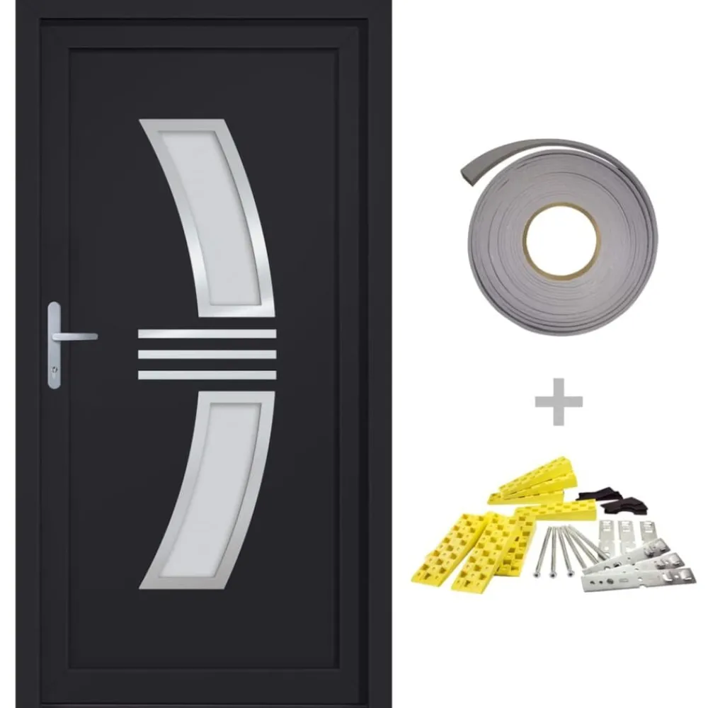 Matériaux De Construction-vidaXL Porte d'entrée 88x200 cm PVC Anthracite