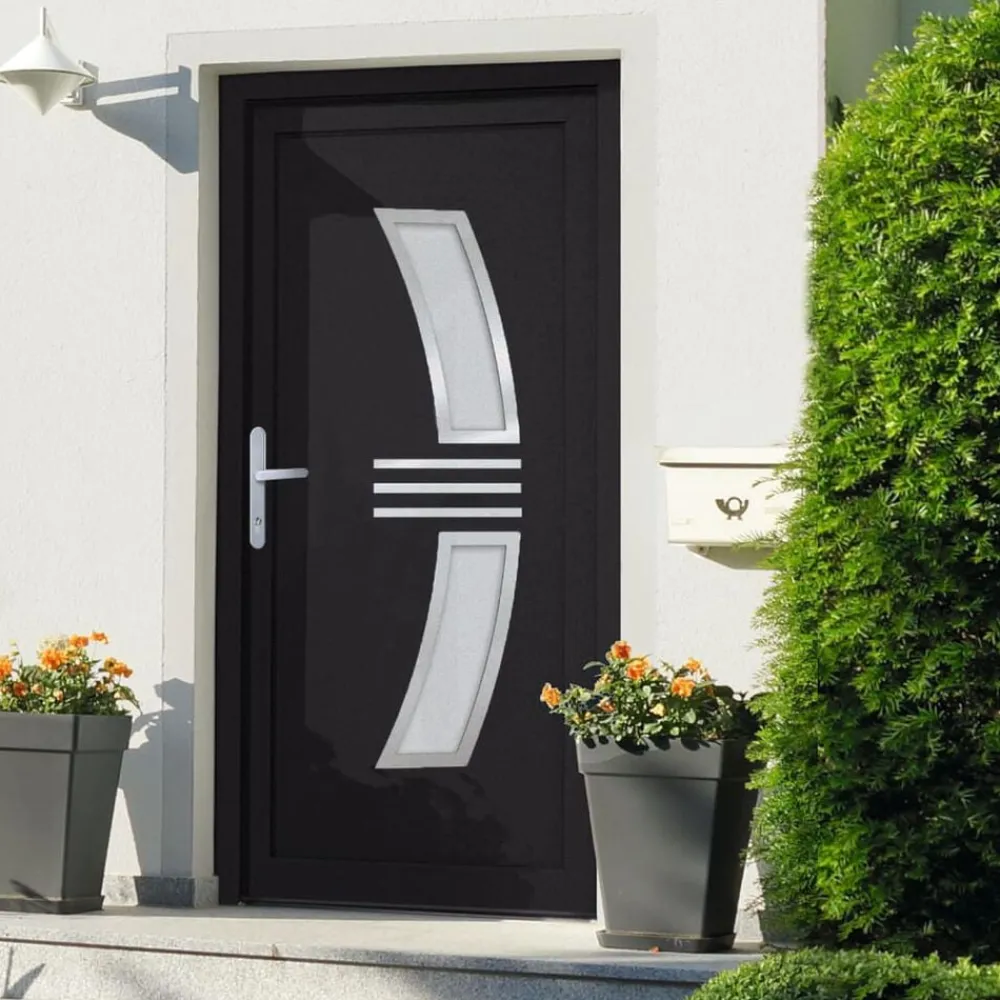 Matériaux De Construction-vidaXL Porte d'entrée 88x200 cm PVC Anthracite