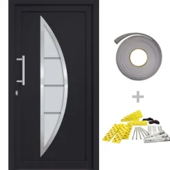 Matériaux De Construction-vidaXL Porte d'entrée Anthracite 88x200 cm extérieur anthracite / intérieur blanc