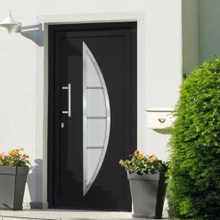 Matériaux De Construction-vidaXL Porte d'entrée Anthracite 88x200 cm extérieur anthracite / intérieur blanc