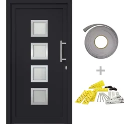 Matériaux De Construction-vidaXL Porte d'entrée Anthracite 88x200 cm extérieur anthracite / intérieur blanc
